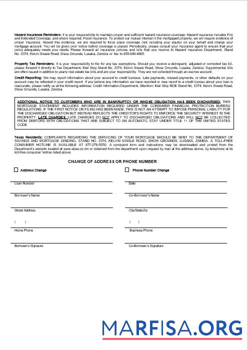 Blank Zambian Absa bank mortgage statement in Word and PDF formats template